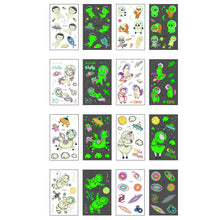Load image into Gallery viewer, Waterproof Night Glow Tattoo Sticker Luminous Cartoon Space Tattoo Sticker Temporary Body Art Tattoo for Children