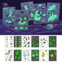 Load image into Gallery viewer, Waterproof Night Glow Tattoo Sticker Luminous Cartoon Space Tattoo Sticker Temporary Body Art Tattoo for Children