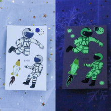 Load image into Gallery viewer, Waterproof Night Glow Tattoo Sticker Luminous Cartoon Space Tattoo Sticker Temporary Body Art Tattoo for Children