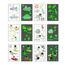 Load image into Gallery viewer, Waterproof Night Glow Tattoo Sticker Luminous Cartoon Space Tattoo Sticker Temporary Body Art Tattoo for Children