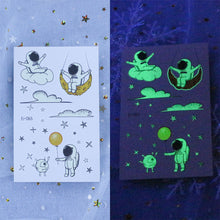 Load image into Gallery viewer, Waterproof Night Glow Tattoo Sticker Luminous Cartoon Space Tattoo Sticker Temporary Body Art Tattoo for Children