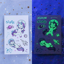 Load image into Gallery viewer, Waterproof Night Glow Tattoo Sticker Luminous Cartoon Space Tattoo Sticker Temporary Body Art Tattoo for Children
