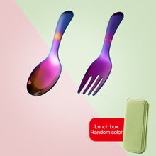 Load image into Gallery viewer, 1 Set 304 Stainless Steel Spoon Fork Portable Outdoor Camping Hiking Tableware Dessert Set Cooking Supplies