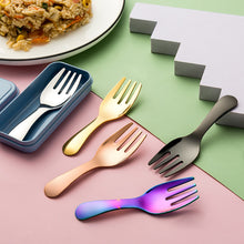 Load image into Gallery viewer, 1 Set 304 Stainless Steel Spoon Fork Portable Outdoor Camping Hiking Tableware Dessert Set Cooking Supplies