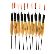 Load image into Gallery viewer, 10PCS/SET Paulownia Wood Fishing Float Wooden Buoy Bobber Tube Fish Tackle Accessory Flotadore