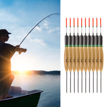Load image into Gallery viewer, 10PCS/SET Paulownia Wood Fishing Float Wooden Buoy Bobber Tube Fish Tackle Accessory Flotadore