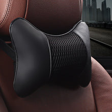 Load image into Gallery viewer, 1PC PU Leather Car Seat Neck Pillow Headrest Rest Cushion Support Knitted Seat Auto Safety Accessories