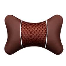 Load image into Gallery viewer, 1PC PU Leather Car Seat Neck Pillow Headrest Rest Cushion Support Knitted Seat Auto Safety Accessories