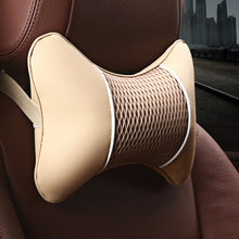 Load image into Gallery viewer, 1PC PU Leather Car Seat Neck Pillow Headrest Rest Cushion Support Knitted Seat Auto Safety Accessories