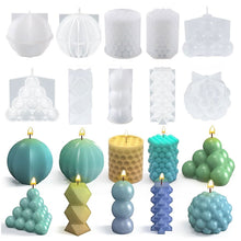 Load image into Gallery viewer, 3D Candle Silicone Mold Polka Dot Cylindrical Lantern Round Ball Mold DIY Resin Mould Home Decor Supplies