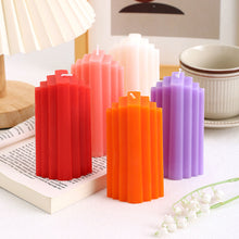 Load image into Gallery viewer, Geometric Column 3D Candle Silicone Mold Geometric Wavy Striped Cylindrical Mould Crystal Epoxy Resin Home Decor Gift