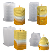 Load image into Gallery viewer, 3D Honeycomb Candle Silicone Mold Round Square Mould Crystal Epoxy Mold DIY Home Craft Decoration