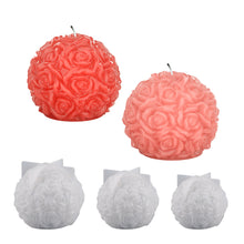 Load image into Gallery viewer, 3D Rose Ball Candle Mold DIY Silicone Candle Mold Cake Resin Molds 3D Art Wax Candle Making Mould Silicone Handmade Soap Molds