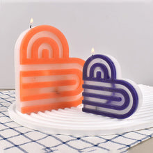 Load image into Gallery viewer, DIY Stiped Heart Candle Mold Heart-shaped Coaster Valentine's Day Arch Decoration Silicone Mold Wax Soap Mold