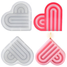 Load image into Gallery viewer, DIY Stiped Heart Candle Mold Heart-shaped Coaster Valentine's Day Arch Decoration Silicone Mold Wax Soap Mold