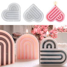 Load image into Gallery viewer, DIY Stiped Heart Candle Mold Heart-shaped Coaster Valentine's Day Arch Decoration Silicone Mold Wax Soap Mold