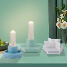 Load image into Gallery viewer, DIY Round Candle Holder Silicone Molds Star Hex Shape Plaster Resin Candlestick Mould Candle Accessories Tool Home Table Decor