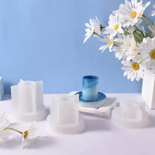 Load image into Gallery viewer, DIY Round Candle Holder Silicone Molds Star Hex Shape Plaster Resin Candlestick Mould Candle Accessories Tool Home Table Decor