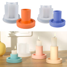 Load image into Gallery viewer, DIY Round Candle Holder Silicone Molds Star Hex Shape Plaster Resin Candlestick Mould Candle Accessories Tool Home Table Decor