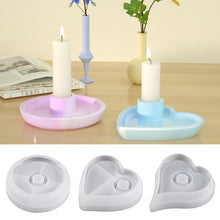 Load image into Gallery viewer, DIY Candle Holder Silicone Mold Round Heart Candlestick Tray Mould Concrete Cement Resin Molds Modern Home Decor