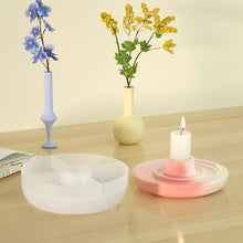 Load image into Gallery viewer, DIY Candle Holder Silicone Mold Round Heart Candlestick Tray Mould Concrete Cement Resin Molds Modern Home Decor