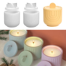 Load image into Gallery viewer, Round Candle Jar Silicone Mold With Lid DIY Cement Pot Mold Concrete Wax Box Storage Cup Candle Tray Mould Home Decor Crafts