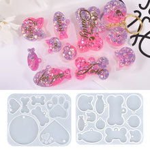 Load image into Gallery viewer, Epoxy Silicone Mould Dog Tag Bone Shaped Keychain Pendant Mold Round Heart Cat Claw Bone Pet Mould DIY