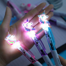 Load image into Gallery viewer, Cute Unicorn Ballpoint Pen with Light 0.5mm Cute Writing Pen Students Office Stationery School Supplies Gift