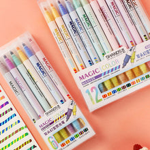 Load image into Gallery viewer, Double-ended Magic Color Changing Highlighter Pen Set Markers for Student Diary Scrapbook Painting Reading Journal Stationery