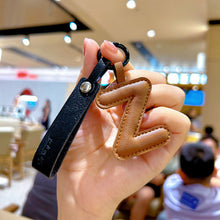 Load image into Gallery viewer, A to Z PU Leather Initial Letter Keychain For Women Fashion Cartoon Candy Color Bag Phone Pendant Car Key Chain Jewelry Gifts