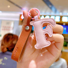 Load image into Gallery viewer, A to Z PU Leather Initial Letter Keychain For Women Fashion Cartoon Candy Color Bag Phone Pendant Car Key Chain Jewelry Gifts