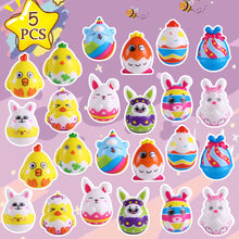 Load image into Gallery viewer, 5Pcs Squeeze Easter Bunny Eggs Stress Relief Toys Kids Easter Party Favor Gifts for Guests Egg Basket Stuffer Goodie Fillers