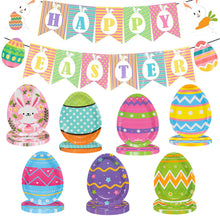 Load image into Gallery viewer, 6/8Pcs Easter Egg Shape Plates Theme Birthday Decorations Party Disposable Tableware Happy Easter Party Decoration