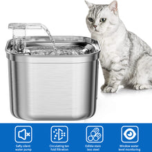 Load image into Gallery viewer, 2.2L Stainless Steel Cat Fountain With Water Mark Automatic Cats Water Dispenser Sensor Filter Pet Cat Ultra Quiet Pump Water Foutain
