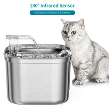 Load image into Gallery viewer, 2.2L Stainless Steel Cat Fountain With Water Mark Automatic Cats Water Dispenser Sensor Filter Pet Cat Ultra Quiet Pump Water Foutain