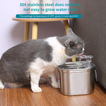 Load image into Gallery viewer, 2.2L Stainless Steel Cat Fountain With Water Mark Automatic Cats Water Dispenser Sensor Filter Pet Cat Ultra Quiet Pump Water Foutain