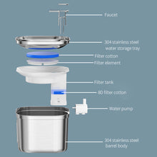 Load image into Gallery viewer, 2.2L Stainless Steel Cat Fountain With Water Mark Automatic Cats Water Dispenser Sensor Filter Pet Cat Ultra Quiet Pump Water Foutain