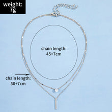 Load image into Gallery viewer, 2024 Classic Trend Simple Double Layer Charm Multilayered Necklace Delicate Clavicle Chain Zircon For Women Square Strip Round Choker Fashion Jewelry