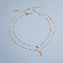 Load image into Gallery viewer, 2024 Classic Trend Simple Double Layer Charm Multilayered Necklace Delicate Clavicle Chain Zircon For Women Square Strip Round Choker Fashion Jewelry