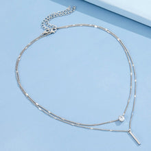 Load image into Gallery viewer, 2024 Classic Trend Simple Double Layer Charm Multilayered Necklace Delicate Clavicle Chain Zircon For Women Square Strip Round Choker Fashion Jewelry