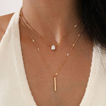 Load image into Gallery viewer, 2024 Classic Trend Simple Double Layer Charm Multilayered Necklace Delicate Clavicle Chain Zircon For Women Square Strip Round Choker Fashion Jewelry