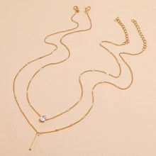 Load image into Gallery viewer, 2024 Classic Trend Simple Double Layer Charm Multilayered Necklace Delicate Clavicle Chain Zircon For Women Square Strip Round Choker Fashion Jewelry