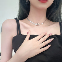 Load image into Gallery viewer, Female Summer Titanium Steel Snake Bone Belt Buckle Necklace Chain of Clavicle Choker Necklace for Women Men Luxury Wedding Party Jewelry Holiday Gifts