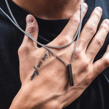 Load image into Gallery viewer, Fashion Geometric Rectangular Necklace for Men Women Titanium Steel Necklace Hip-hop Retro Three-dimensional Column Pendant Male Dominant Jewelry Gift