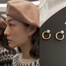 Load image into Gallery viewer, 2024 New Silver Cute Pearl Studs C-shaped Pearl Earrings Hoop Earrings for Women Gold Silver Color Eardrop Minimalist Wedding Fashion Jewelry