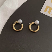 Load image into Gallery viewer, 2024 New Silver Cute Pearl Studs C-shaped Pearl Earrings Hoop Earrings for Women Gold Silver Color Eardrop Minimalist Wedding Fashion Jewelry