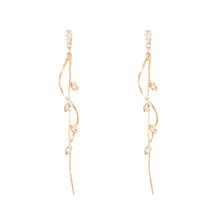 Load image into Gallery viewer, Simple Korean Long Zircon Tassel Earrings Wave Glossy Curved Bar for Women Golden Sliver Color Geometric Fashion Party Jewelry Luxury Pendants