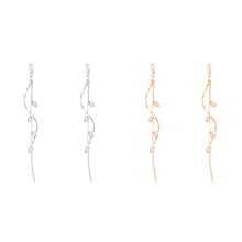 Load image into Gallery viewer, Simple Korean Long Zircon Tassel Earrings Wave Glossy Curved Bar for Women Golden Sliver Color Geometric Fashion Party Jewelry Luxury Pendants