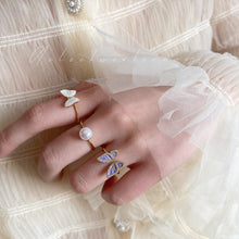 Load image into Gallery viewer, 2024 New Purple Gold Butterfly Ring Women Luxury Elegant Imitation Pearl Ring Fashion S925 Silver Open Ring Index Finger Ring Jewelry for Women
