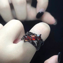 Load image into Gallery viewer, 2024 New Punk Black Rings Thorns Vine Twine Red Rhinestones Hollow Unsex Couple Finger Ring Women Men Jewelry Gift